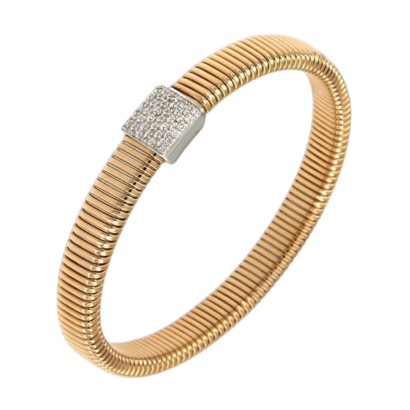 Antorà - Bracciale in Oro giallo con chiusura quadrata e Pavé di Diamanti