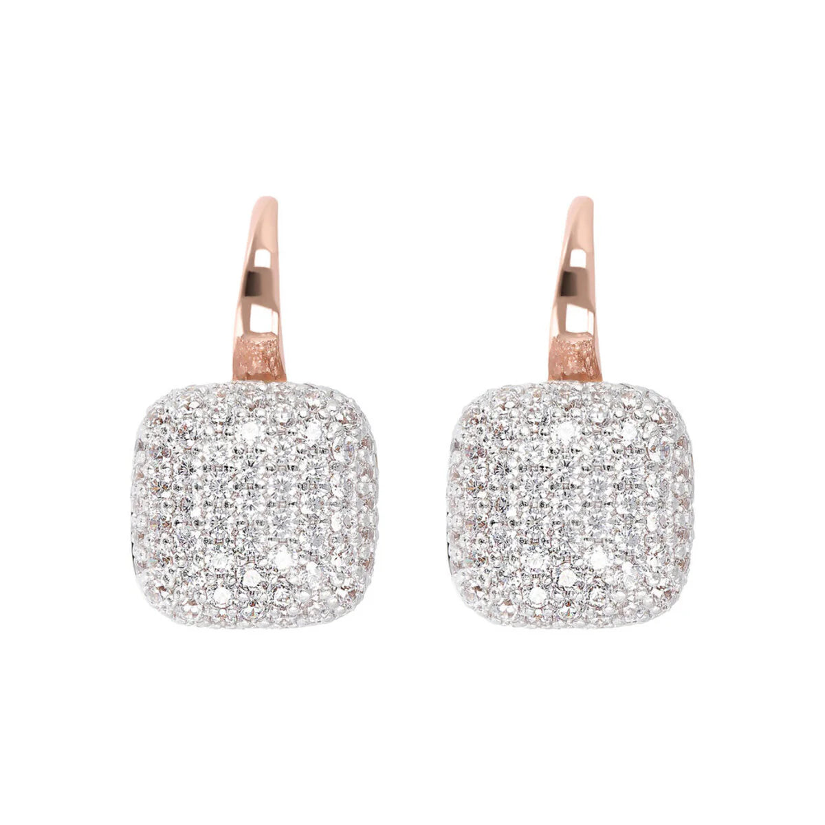 Bronzallure - Orecchini Pendenti Quadrati con Pavé in Cubic Zirconia