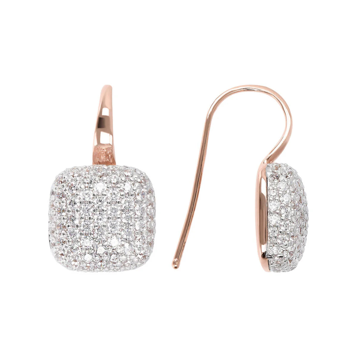 Bronzallure - Orecchini Pendenti Quadrati con Pavé in Cubic Zirconia