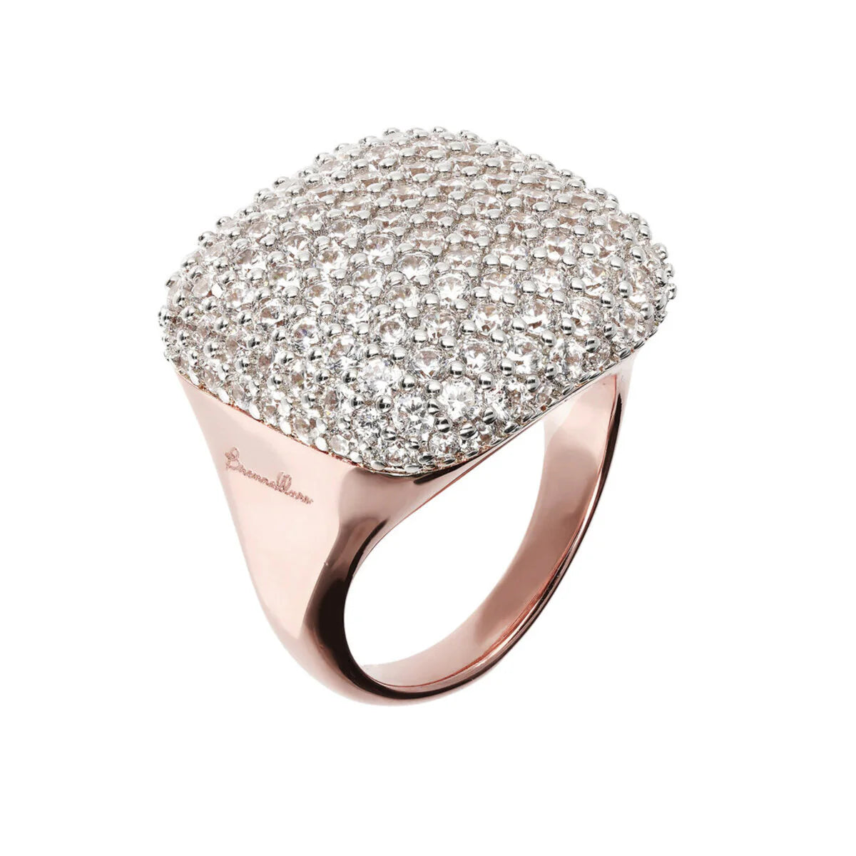 Bronzallure - Anello Chevalier Quadrato con Pavé in Cubic Zirconia