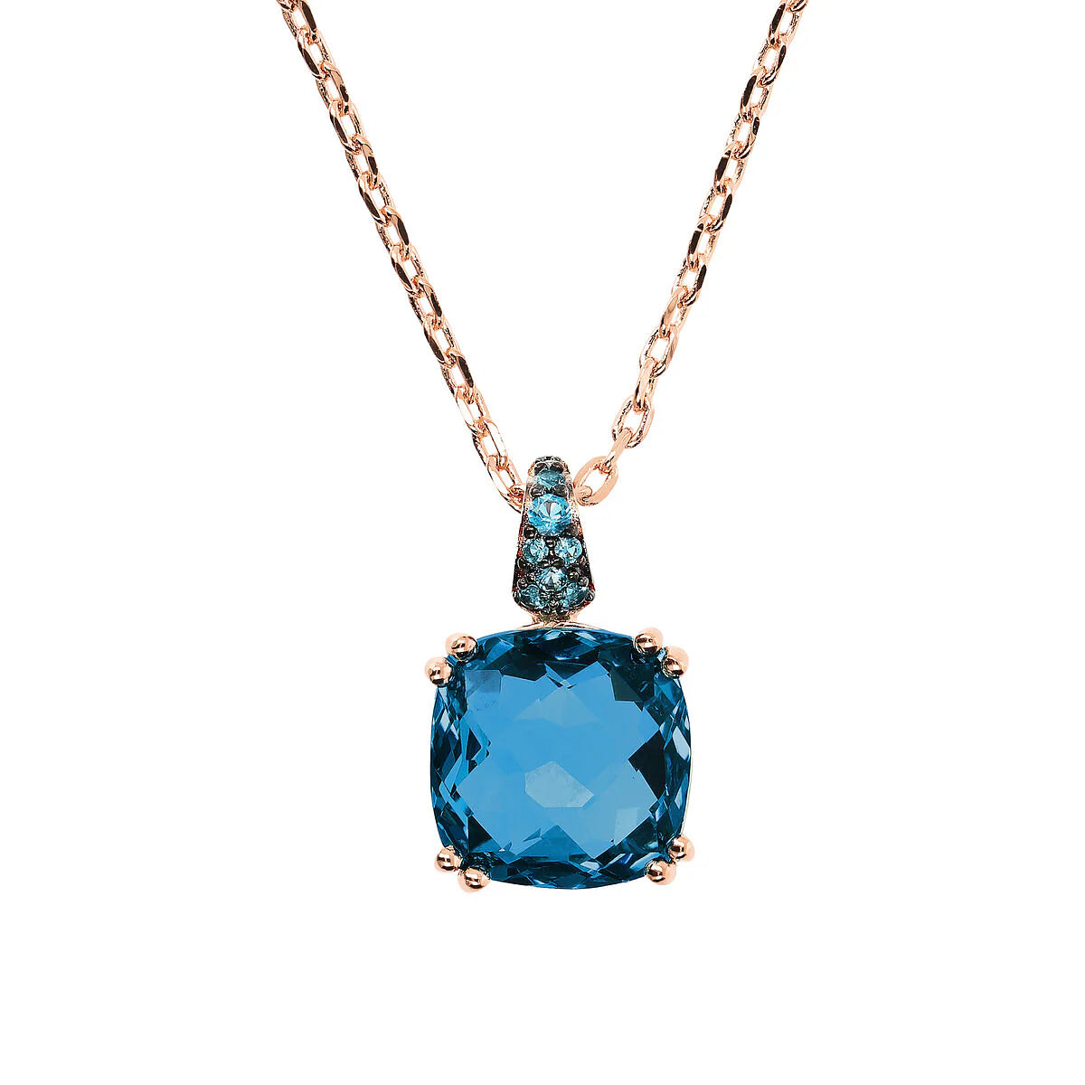 Bronzallure - Collana Catena Rolo con Prisma Gem Quadrata e Pavé