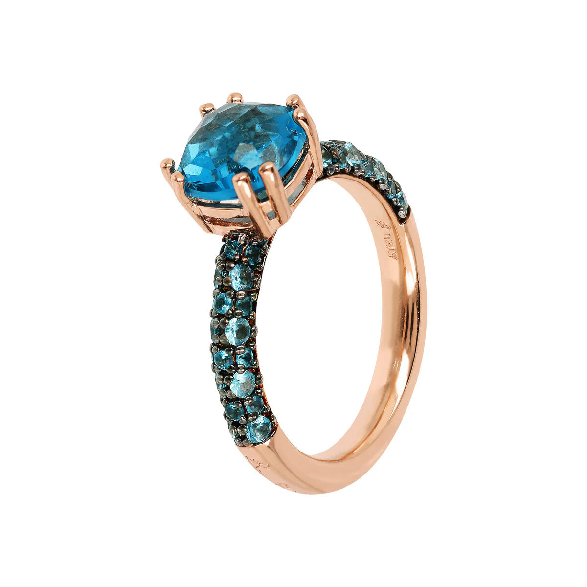 Bronzallure - Anello Solitario con Prisma Gem Quadrata e Pavé