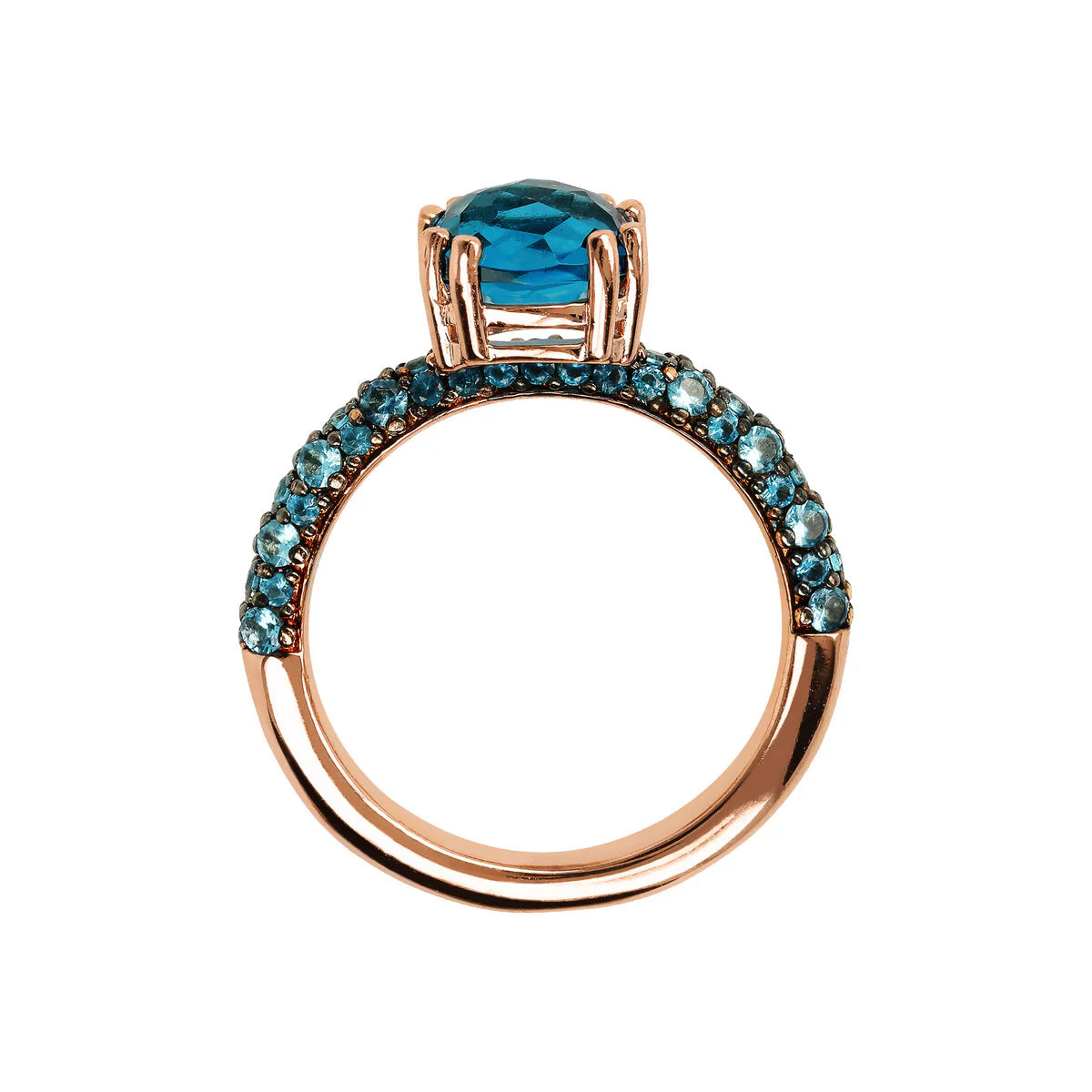 Bronzallure - Anello Solitario con Prisma Gem Quadrata e Pavé