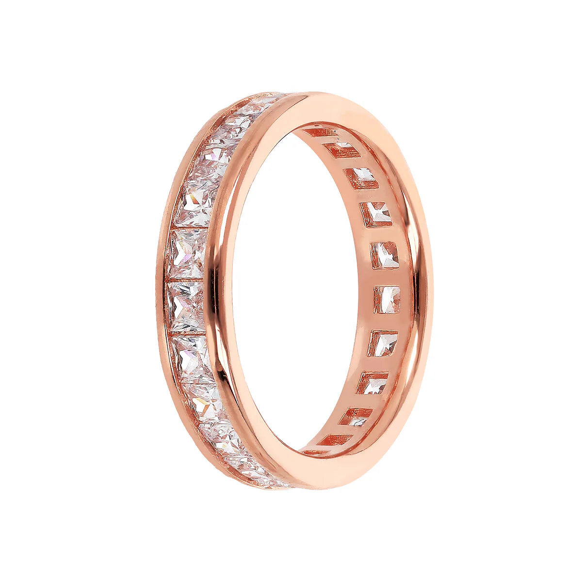 Bronzallure - Anello Veretta con Cubic Zirconia Quadrate Taglio Princess