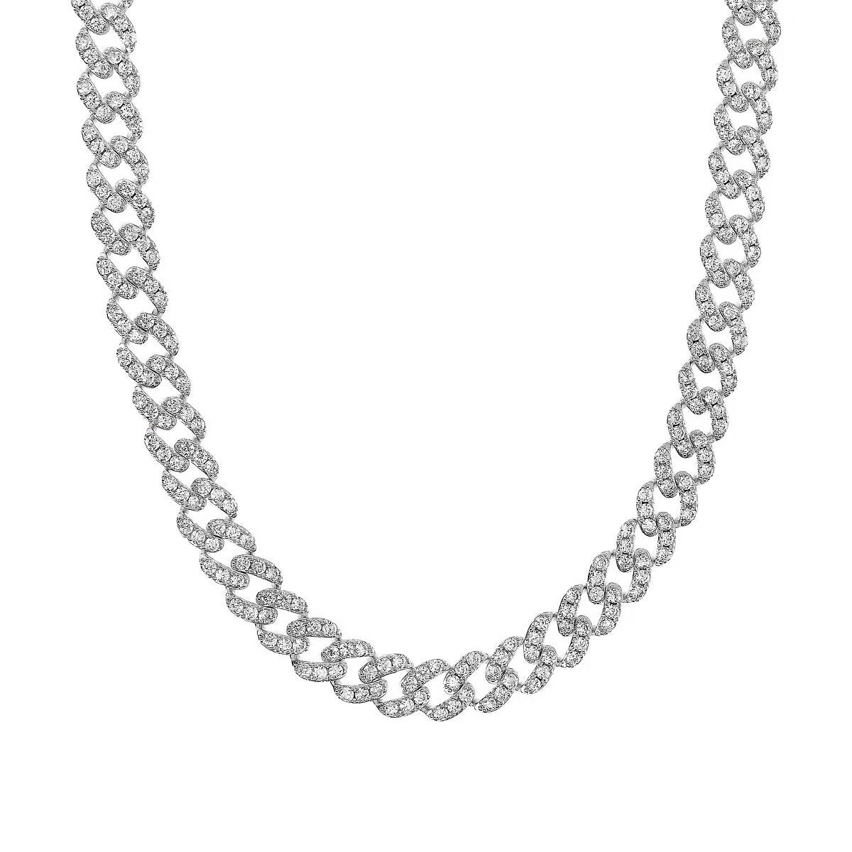 Bronzallure - Collana Girocollo Catena Grumetta Squadrata con Pavé di Cubic Zirconia