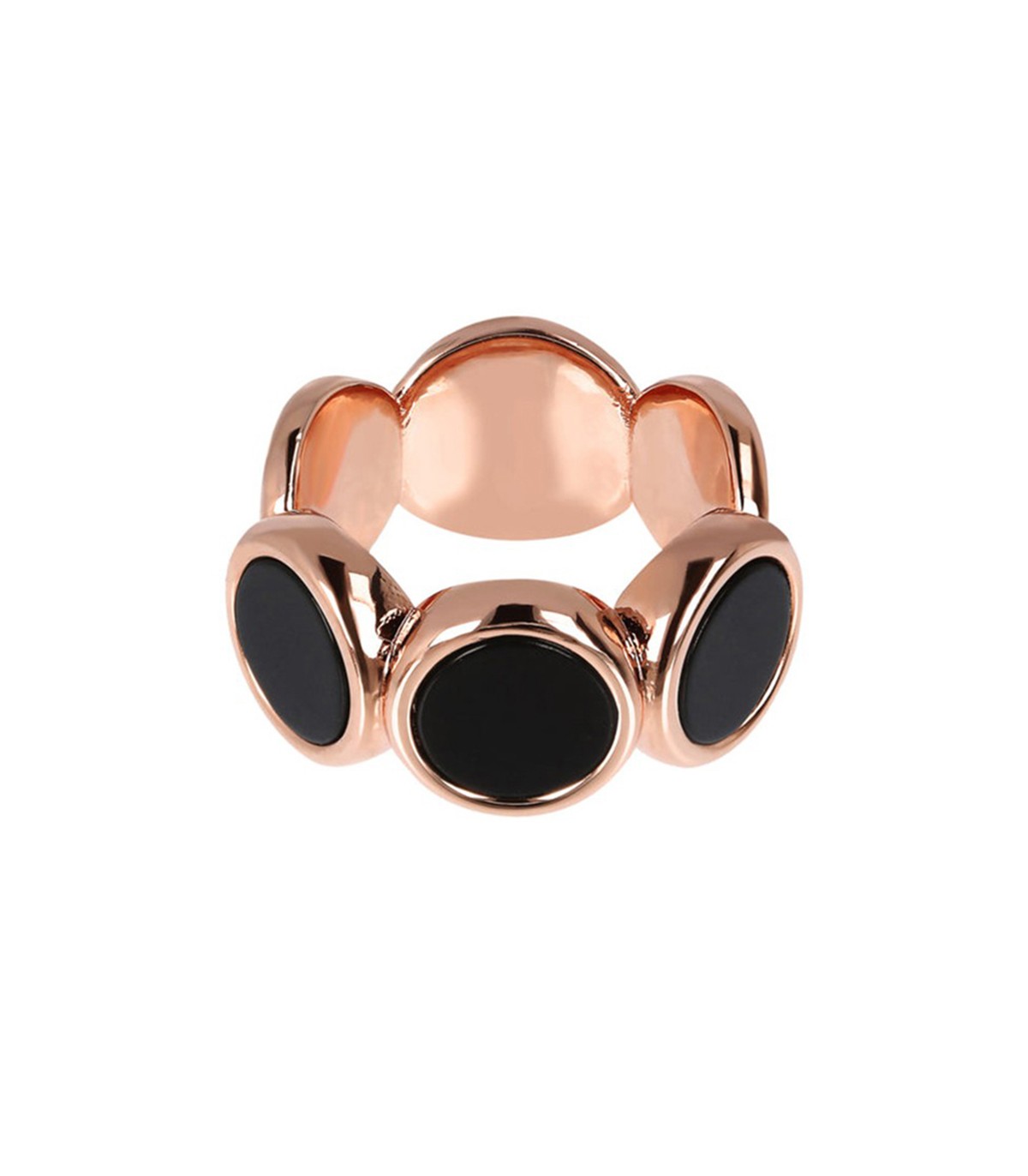 Bronzallure - Anello Alba Rose Gold con Dischi di Onice nero